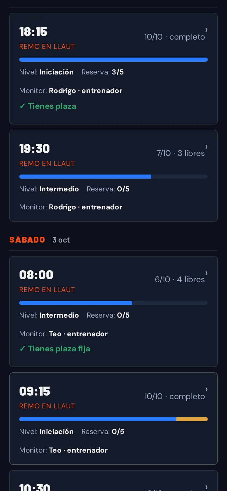 Pantalla de Nautelia: grupos fijos a la vista